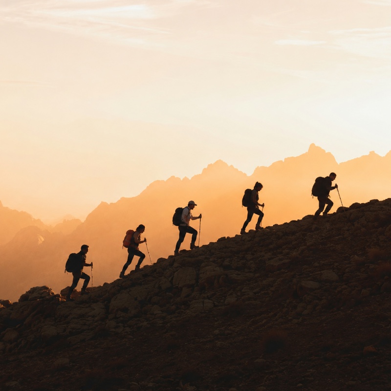 Randonnée à la montagne à plusieurs